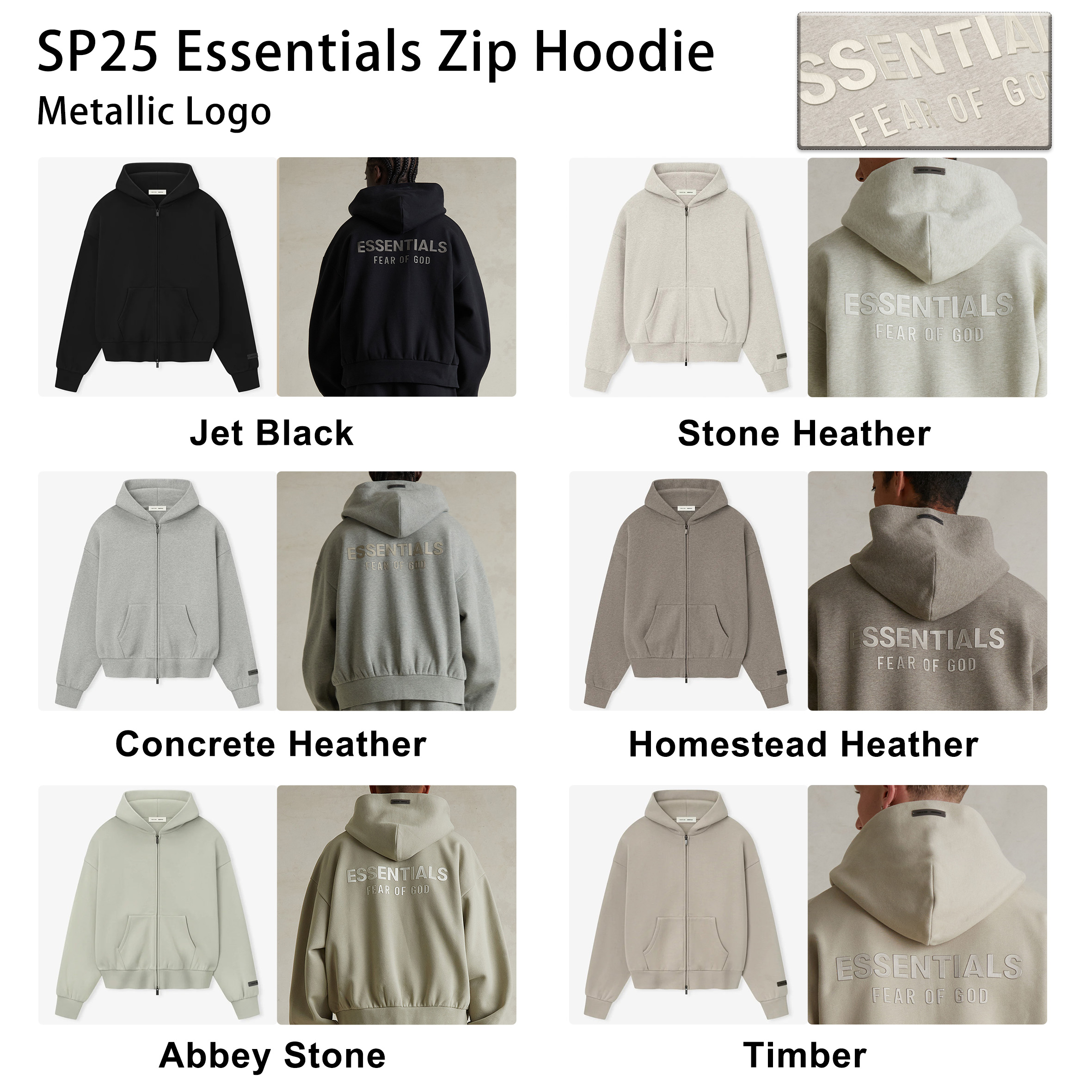 SP25 Essentials Full-Zip Hoodie (Metallic Logo)